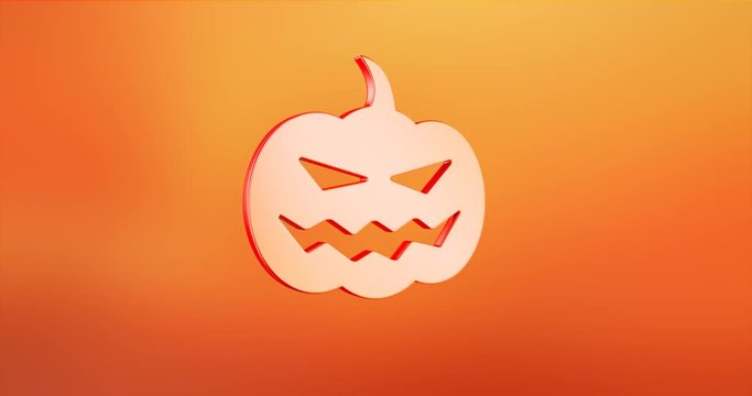 Animated Halloween Pumpkin Red 3d Icon Loop Modules for edit with alpha matte
