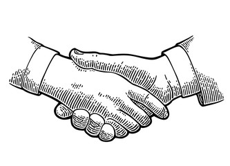 Handshake. Vector black vintage engraving