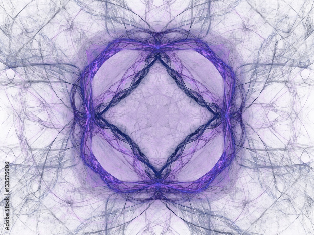 Poster 3d rendering with blue abstract fractal pattern