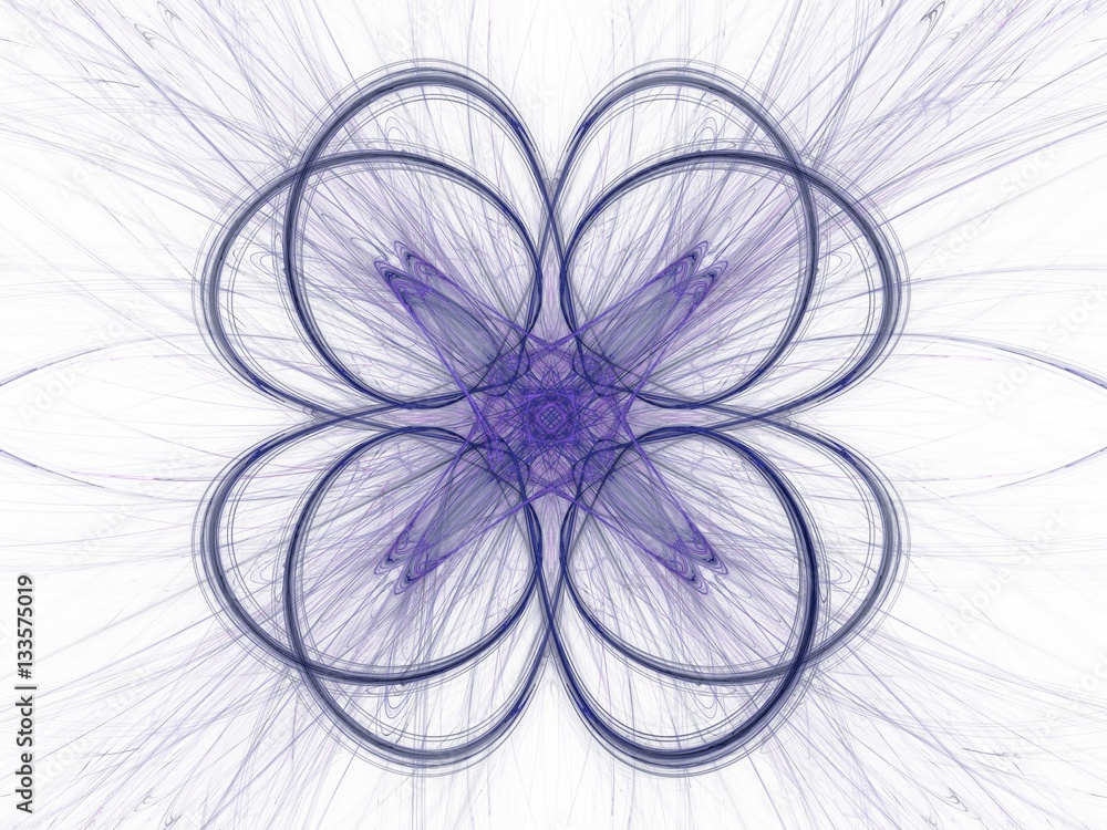Poster 3d rendering with blue abstract fractal pattern