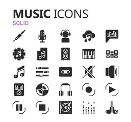 Simple modern set of music and audio thin line icons. Premium symbol collection. Vector illustration. Simple pictogram pack. Editable Stroke.