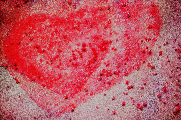 Valentine's Day declaration of love, two hearts. Imitation mosaic, background, red tone