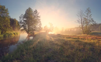 Foto op Plexiglas Summer landscape of bright sunrise © PixieMe