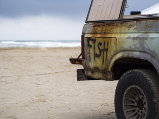 Fish truck on the beach