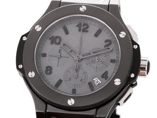 Wrist watch on a white background, nobody.