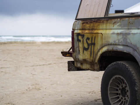 Fish truck on the beach