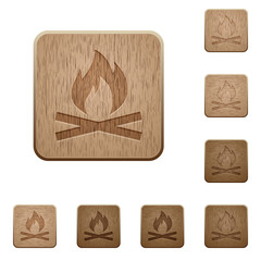 Camp fire wooden buttons