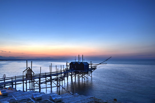 Panorama con trabucco alla sera