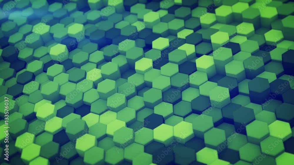 Poster green hexagon pattern. modern 3d render smooth animation. seamless loop abstract background 4k uhd (