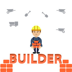 Builder in flat design