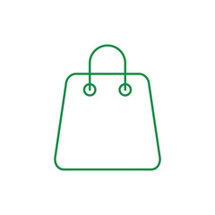 shop handle bag sale retail sign line vector icon green on white background