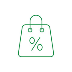 shop handle bag shopping sale store package line vector icon green on white background