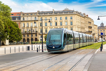 Modern city tram in Bordeaux