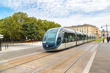 Naklejka na ściany i meble Modern city tram in Bordeaux