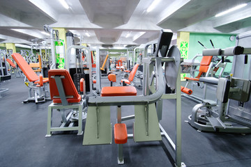 Interior of a fitness hall with fitness equipment
