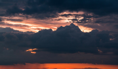 colorful dramatic sky with cloud at sunset