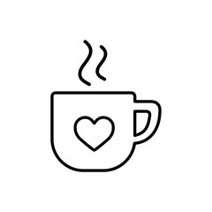 cup of coffee tea with steam line icon black on white