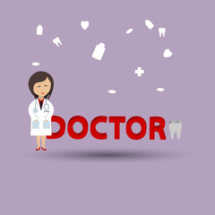 doctor with medical icons background.