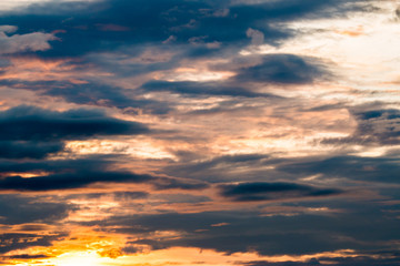 colorful dramatic sky with cloud at sunset