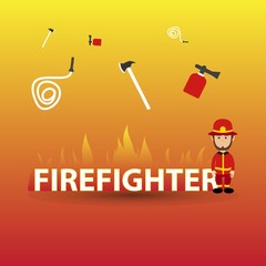 Firefighter in flat design