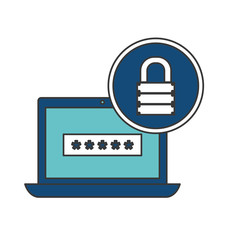 laptop computer with padlock icon over white background. cyber security concept. vector illustration