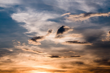 colorful dramatic sky with cloud at sunset