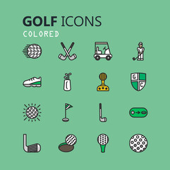 Simple modern set of golf icons. Premium symbol collection. Vector illustration. Simple pictogram pack.
