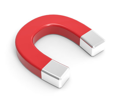 3D Isolated Red White Magnet Attraction Illustration