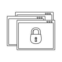 window frame with padlock icon over white background. vector illustration