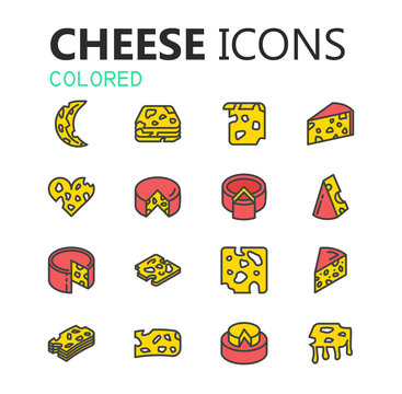 Simple modern set of cheese icons. Premium symbol collection. Vector illustration. Simple pictogram pack.