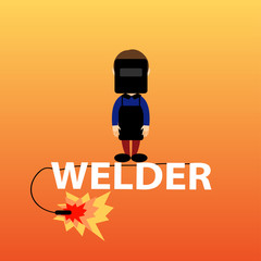 Welding worker in mask