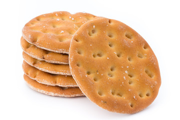 Short pastry cookies isolated on white background.