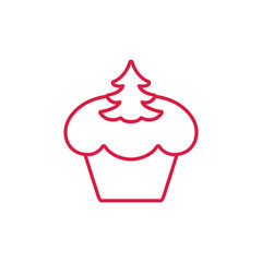 cake cupcake sweet baked biscuit dessert red on white line icon