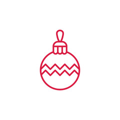 bauble ball toy christmas xmas red on white line icon