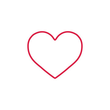 heart love romantic outline red on white line icon