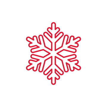 snowflake snow freeze winter red on white line icon