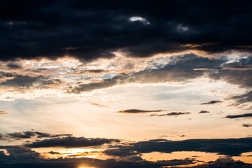 colorful dramatic sky with cloud at sunset