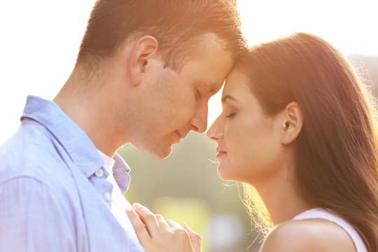 Beautiful young couple in park