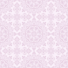 Seamless lilac background with violet pattern in baroque style. Vector retro illustration. Ideal for printing on fabric or paper.