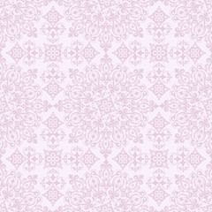 Seamless lilac background with violet pattern in baroque style. Vector retro illustration. Ideal for printing on fabric or paper.