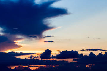 colorful dramatic sky with cloud at sunset