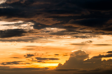 colorful dramatic sky with cloud at sunset