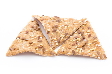 Toasted pita bread chips with herbal seasoning.