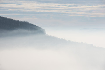 Foggy landscape, Romania.