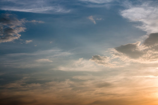 colorful dramatic sky with cloud at sunset © freedom_naruk