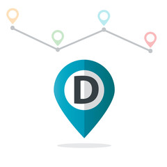 Initial Letter D With Pin Location Logo on Maps