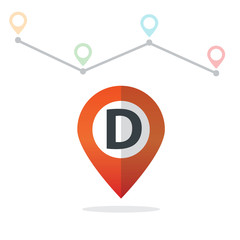 Initial Letter D With Pin Location Logo on Maps