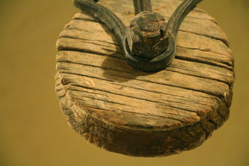 Vintage wooden pulley.