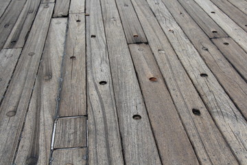 Teak deck on the USS Midway aircraft carrier.