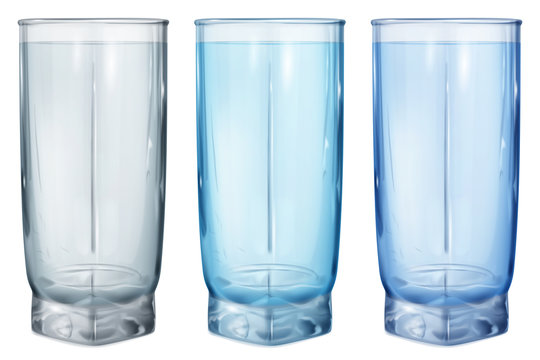 Three opaque glass for juice or water on white background